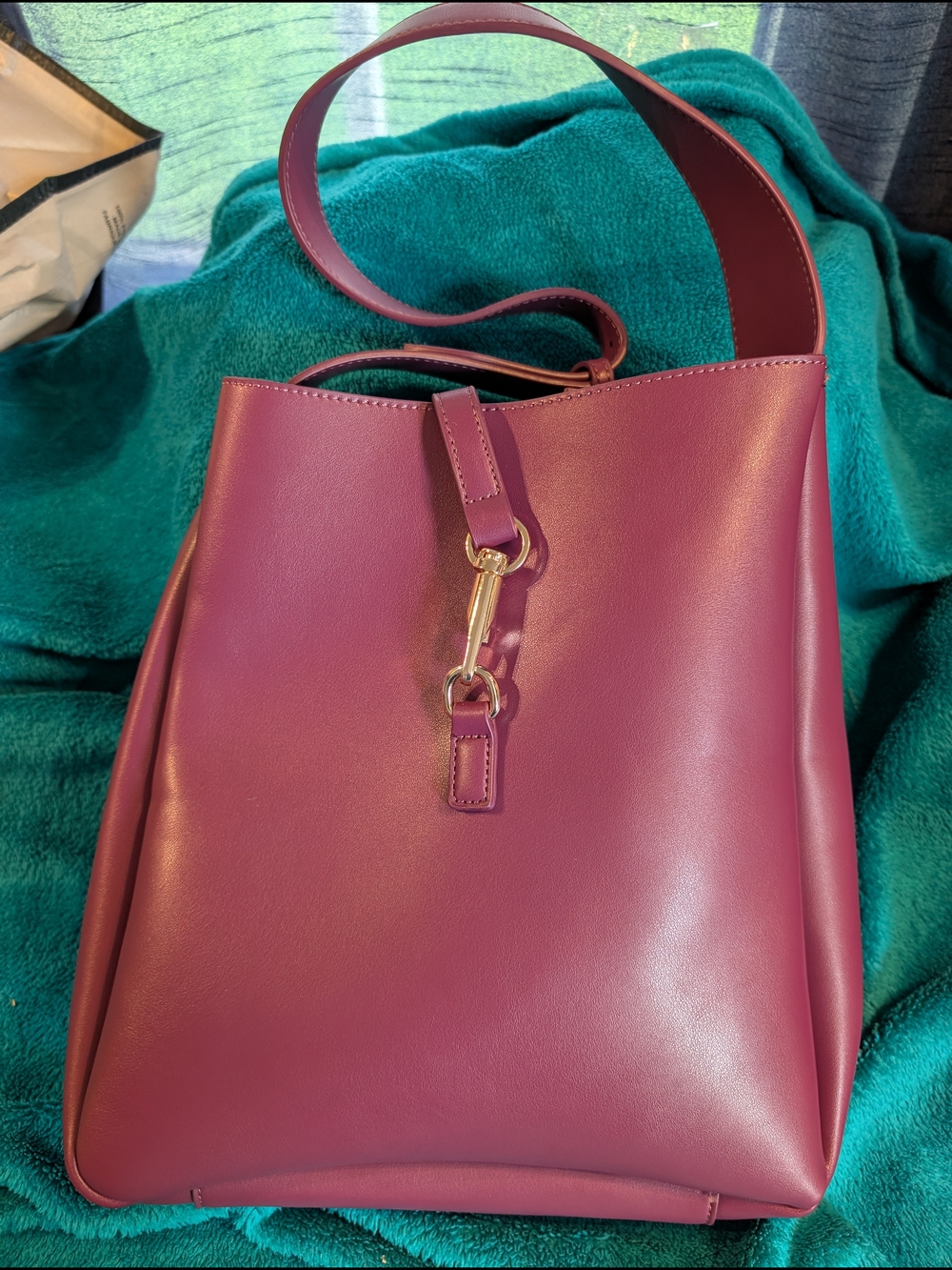 SHEIN Plum Shoulder Tote with Gold Hardware